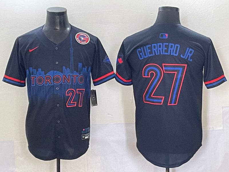 Men 2025 Toronto Blue Jays #27 Guerrero jr Black Joint Name Nike MLB Jersey style 13